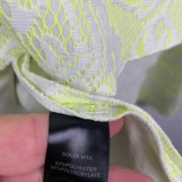 Dolce Vita Womens L Neon and Lace Floral Dress Back Zip Rare Lined Spring Summer - Picture 7 of 8